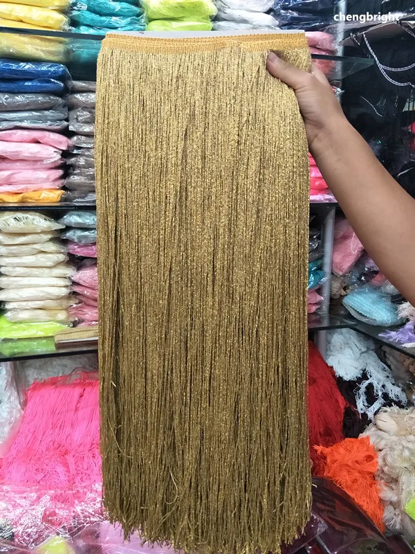 10 М длинные шинлон кисточка отделка бахромой кружево ленты аксессуары для шитья латинское платье одежда 50 см ширина золото шелк