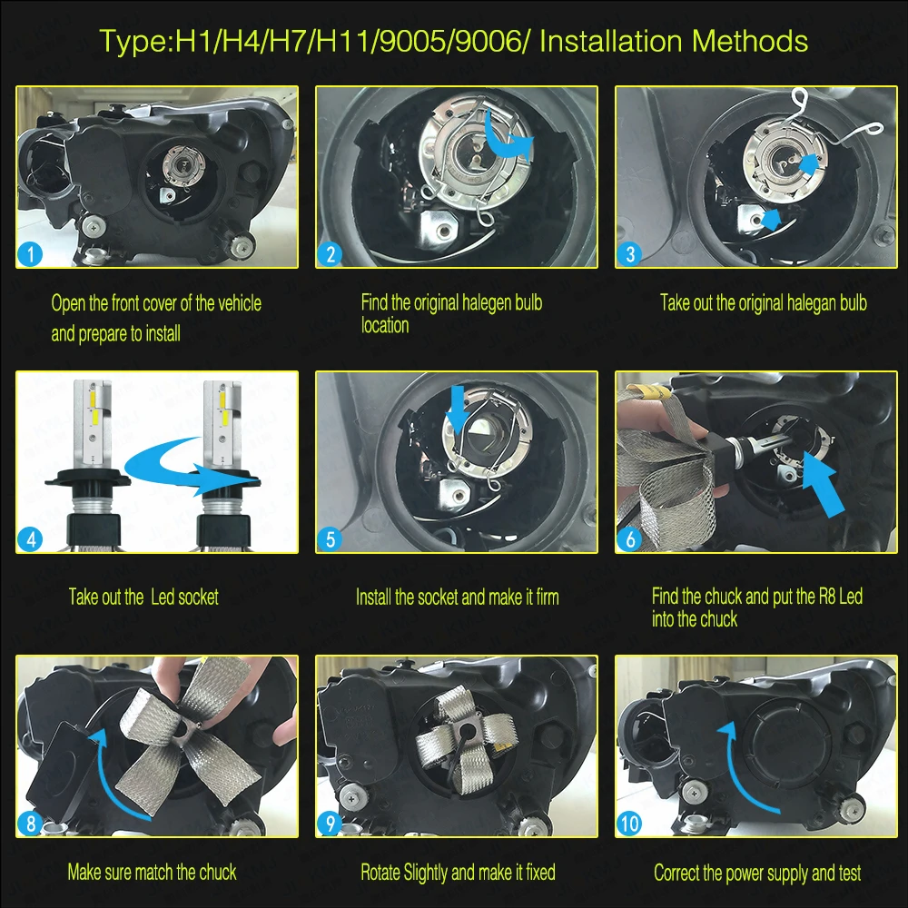 H4/9003/HB2 светодиодный фар автомобиля 3 цвета temperatureswitch свободно 3000 К 4300 К 6000 К 60 Вт 9600LM водонепроницаемый изюминкой высокого качества