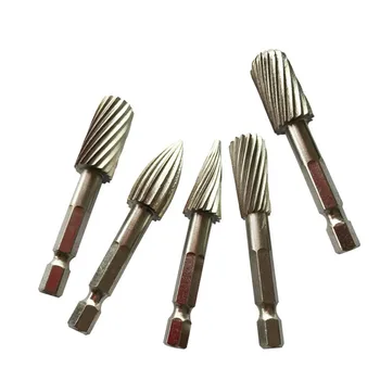 

6.35mm 1/4 Hex shank set 5pcs high speed steel woodworking Rotary shaped handle electric grinding head router bits for wood