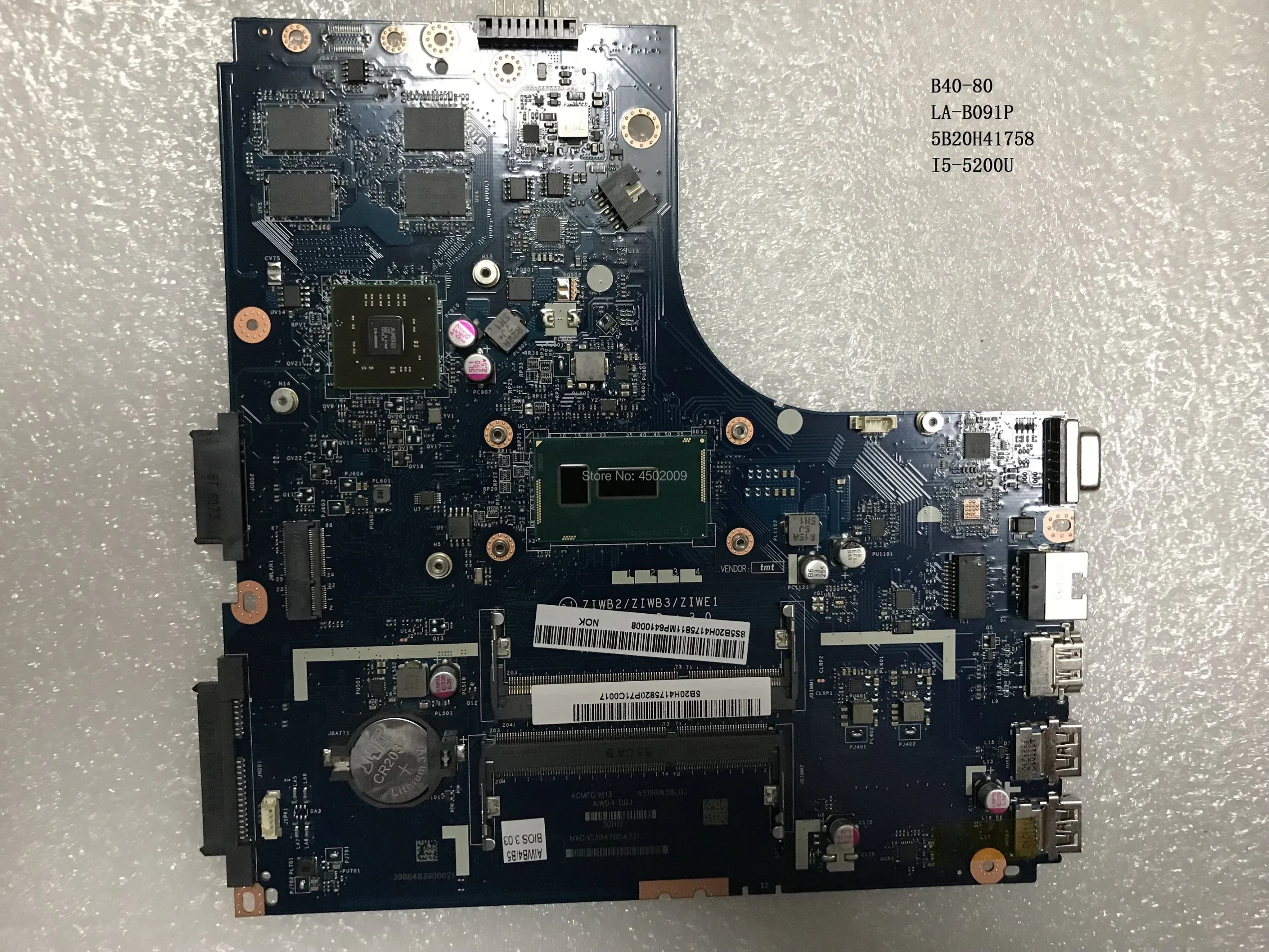 Шели новая материнская плата для lenovo B40-80 LA-B091P 5B20H41758 ноутбука с I5-5200U NOK 100%