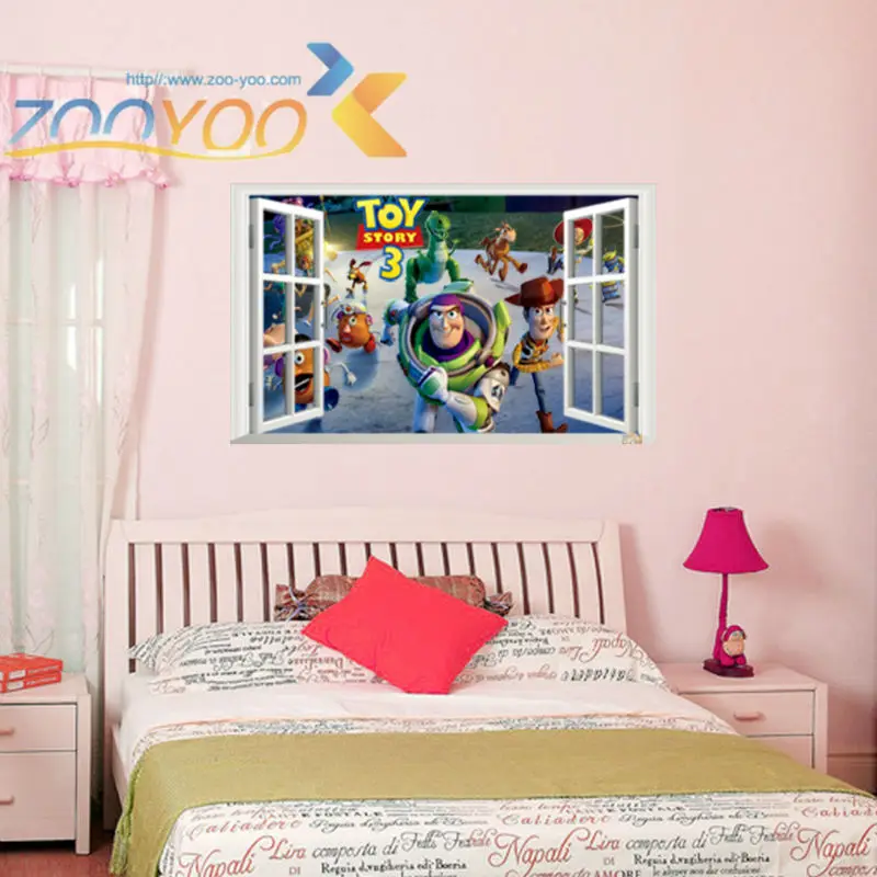 

Toy story cartoon window wall stickers for kids rooms ZooYoo1403 decorative adesivo de parede removable pvc wall decal 3.5