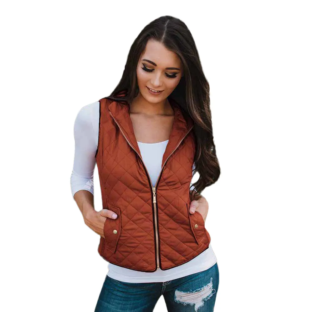 

Womens Solid Vests chalecos para mujer Women Sleeveless Winter Jacket Ladies Thick Warm Waistcoat Vest Coat roupas feminina
