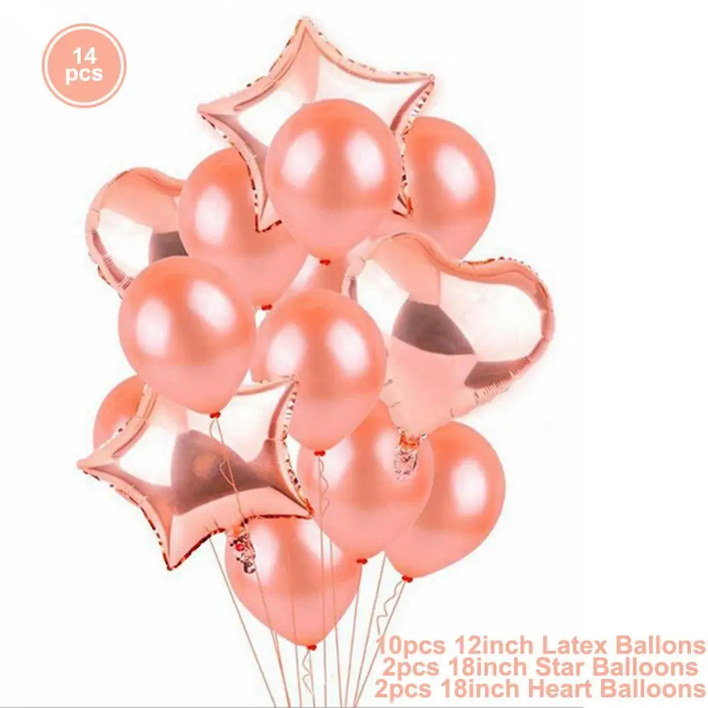 16 дюймов, розовое золото, для невесты, фольгированный шар, для команды невесты, вечерние, латексные конфетти, балоны, Свадебный декор, принадлежности для вечеринки-девичника - Цвет: 14PCS