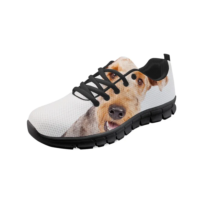 Airedale Terrier/обувь с принтом, сникерсы, новинка, Черная подошва, дышащая женская модная обувь, сникерсы, женская обувь на плоской подошве