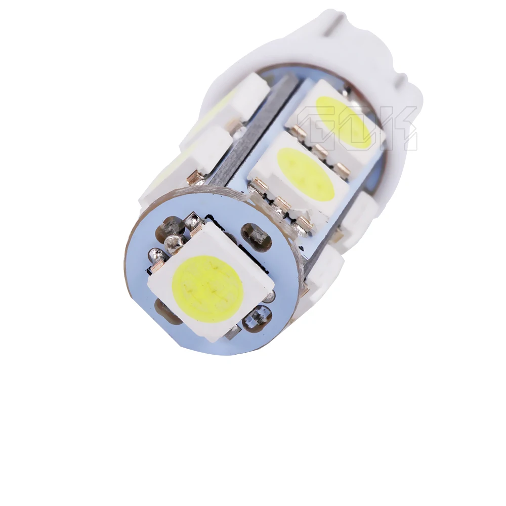 100 шт. Авто T10 светодиодный 9SMD светодиодный 5050 автомобиля t10 194 168 192 W5W светодиодный свет t10 9 светодиодный автомобильные лампы автомобиля Клин Парковка потолочный плафон