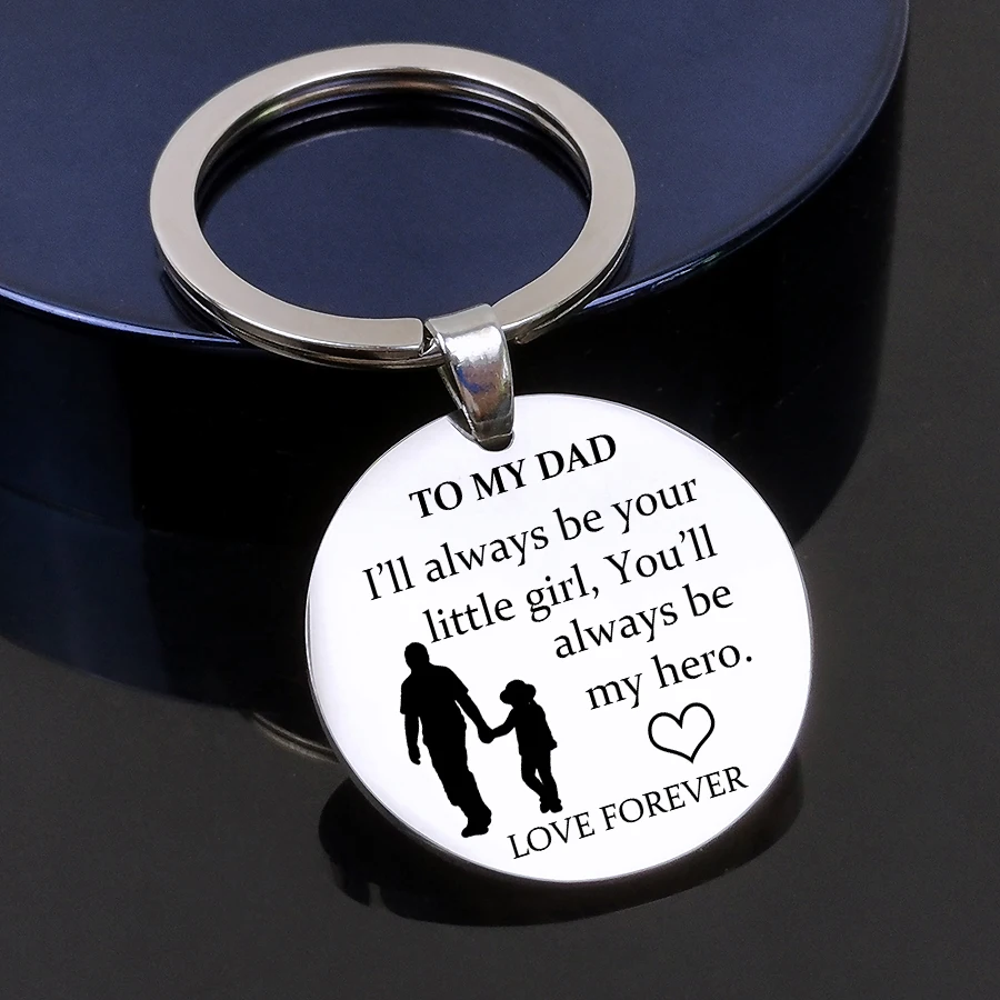 

Custom Engraved You'll always be my hero Hand In Hand Love Forever Keychain Men Dad Father's Day Birthday Gift Keyring Jewelry
