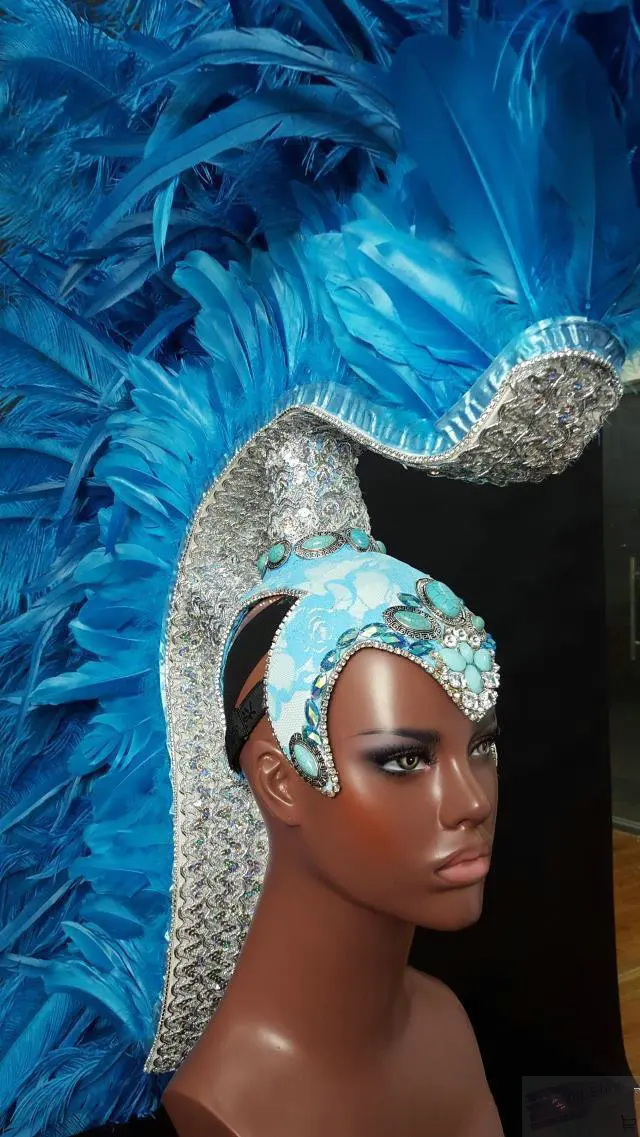 Blaack blue king queen Косплей костюмы унисекс Алмаз перо головной убор для женщин мужчин карнавал индийские головные уборы - Цвет: design 1