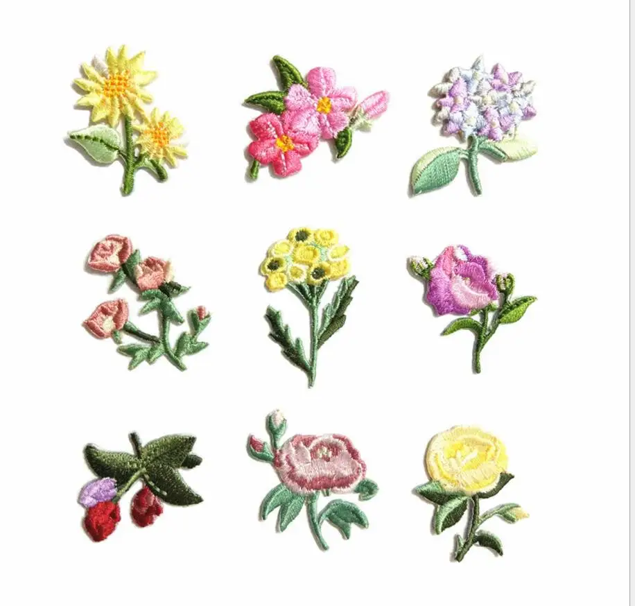 flower iron on patches plant cloth Patch kid BB little girl embroidered