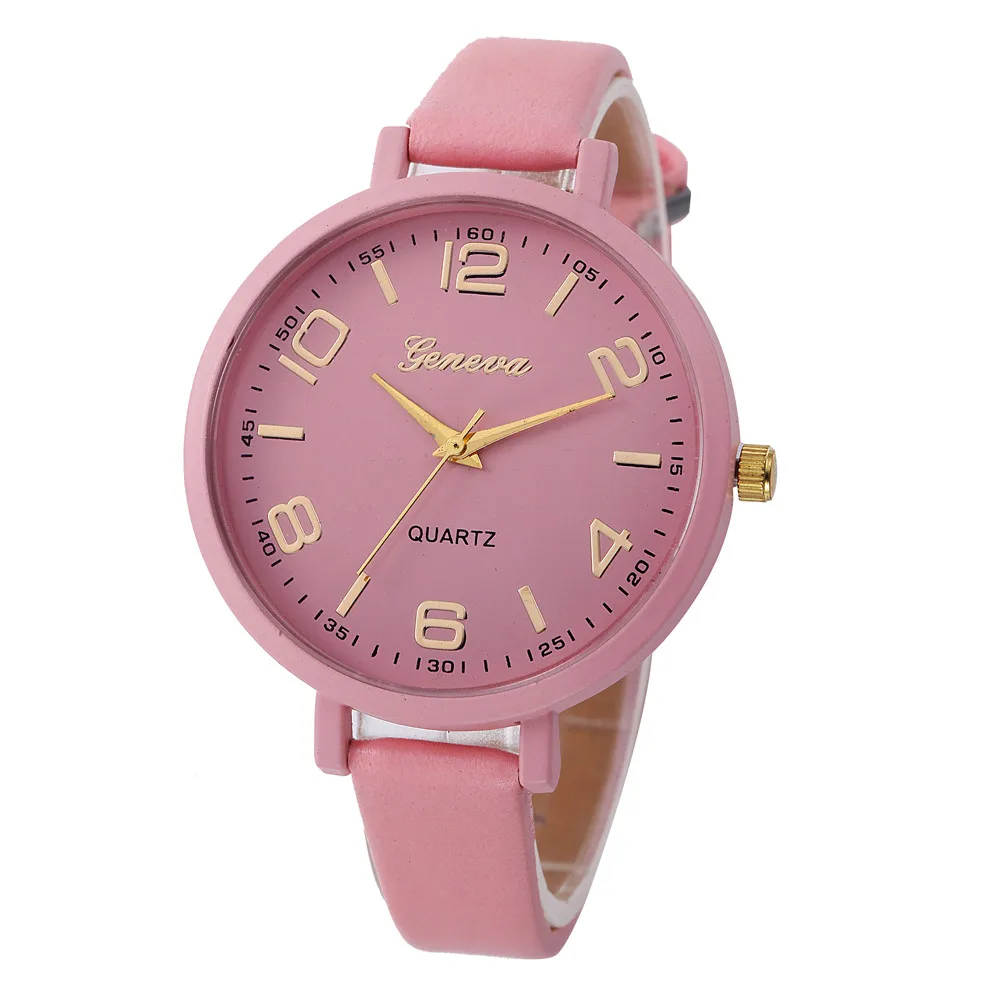 

2018 Fashion Style Women's Diamond Case Leatheroid Band Round Dial Quartz Wrist Watch erkek kol saati ladies watch gift