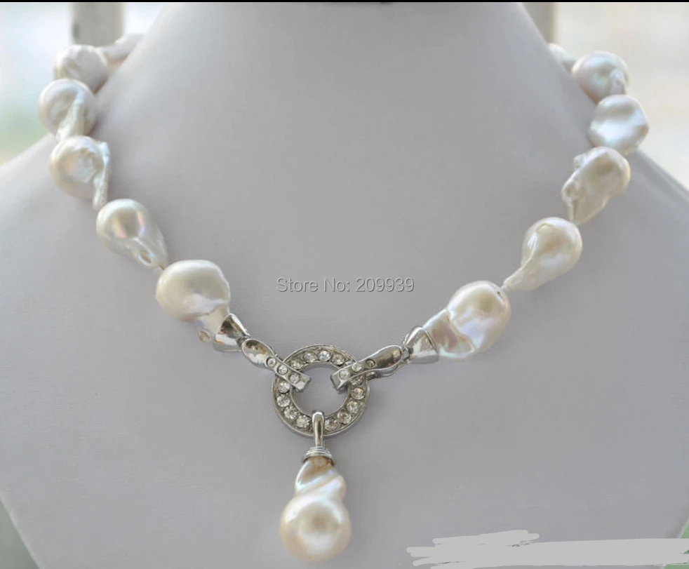 

huij 00902 Rare 23mm white baroque keshi Reborn necklace pendant