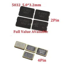 10 шт. пассивный кварцевый генератор SMD 5032 2PIN 8 МГц/10 МГц/11,0592 МГц/12 МГц/16 МГц/20 МГц/24 МГц/25/27 МГц 4Pin 5,0*3,2 мм