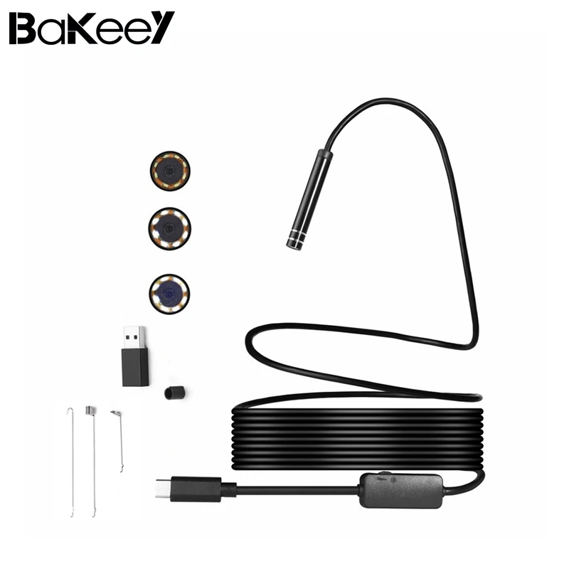 Bakeey 3 в 1 7 мм 6Led type C Micro USB эндоскоп Инспекционная камера мягкий кабель для Android PC