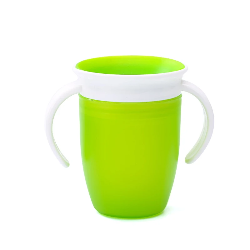 Можно поворачивать на 360 градусов, Детская обучающая Питьевая чашка с ручками, Детская тренировочная Герметичная Бутылка MBG0432 - Цвет: Green