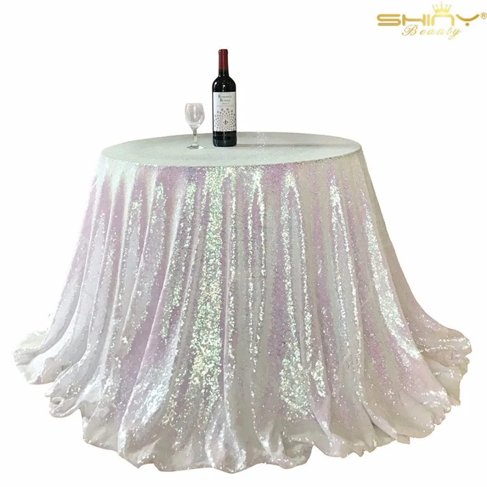 ShinyBeauty круглая скатерть-измененная White-120-Inch-300cm скатерть с блестками, пластиковая скатерть с блеском, свадебные Tablecloth-0925k с блестками