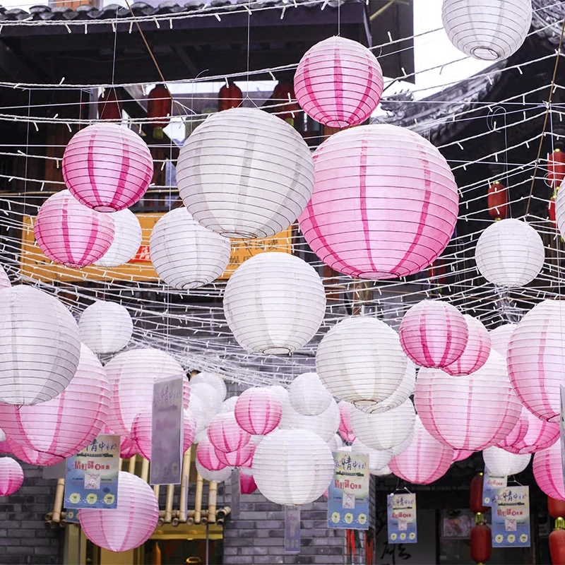

1 Piece 6-8-10-12-14-16 Inch Festival Supplies White Chinese Paper Lanterns For Party and Wedding Decoration Hanging Paper Ball