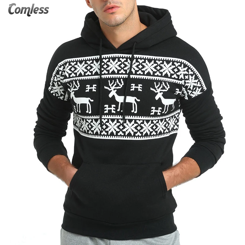 Christmas Hoodie Men Fashion Brand Pullover Casual Slim Sweatshirts