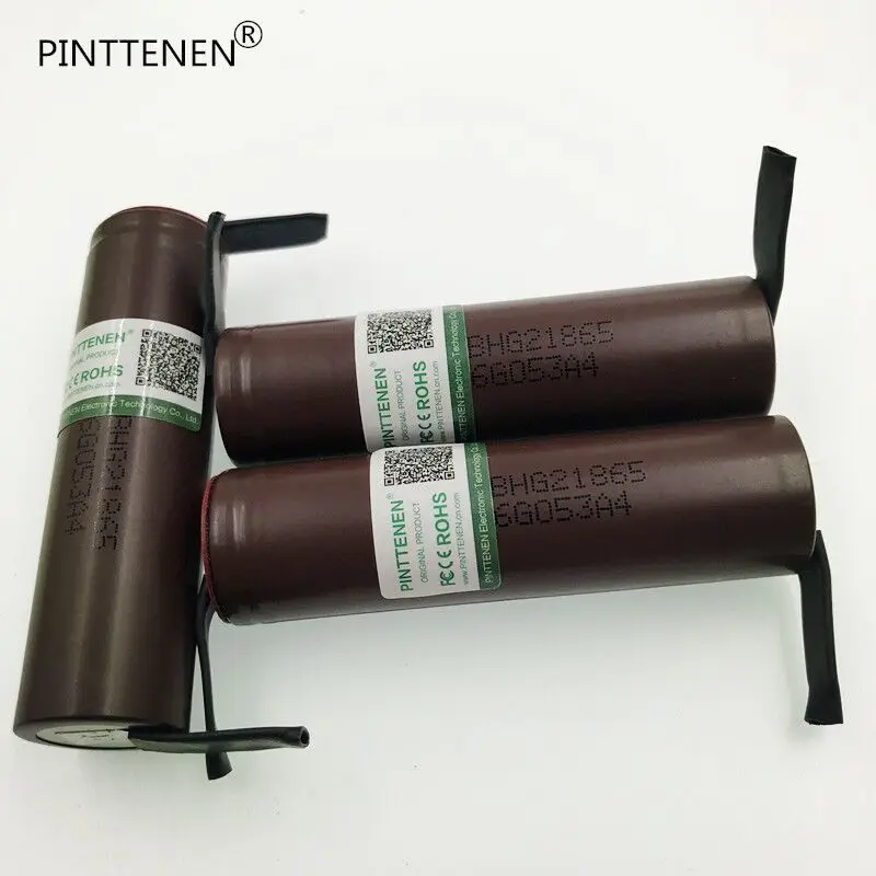 4 шт. Pinttenen для LG HG2 18650 3000mAh перезаряжаемый аккумулятор для электронных сигарет высокоразрядный, 30A высокий ток+ DIY nicke