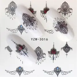 Yzwle 2019 новые водяные наклейки для ногтей наклейки черные простые изображения для DIY украшения для ногтей маникюрное приспособление для