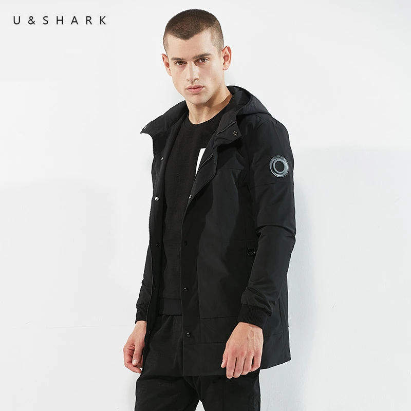 U & SHARK 2018 осенний длинный плащ Мужская брендовая одежда высококачественный