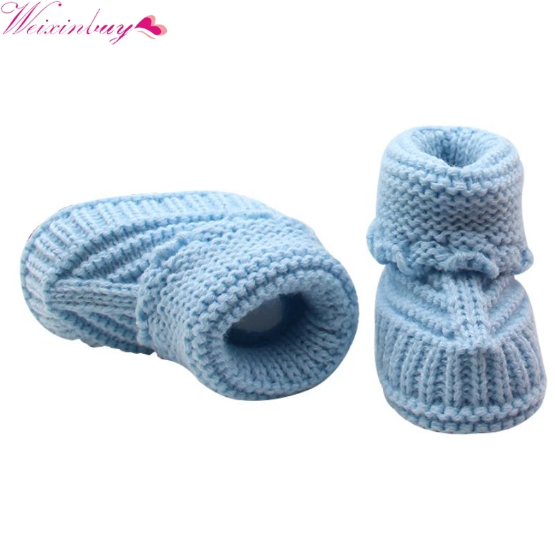 

Newborn Baby Crib Bebe Shoes Infant Boys Girls Handmade Crochet Knit Winter Boots Booty Booties First Walker Prewalkers
