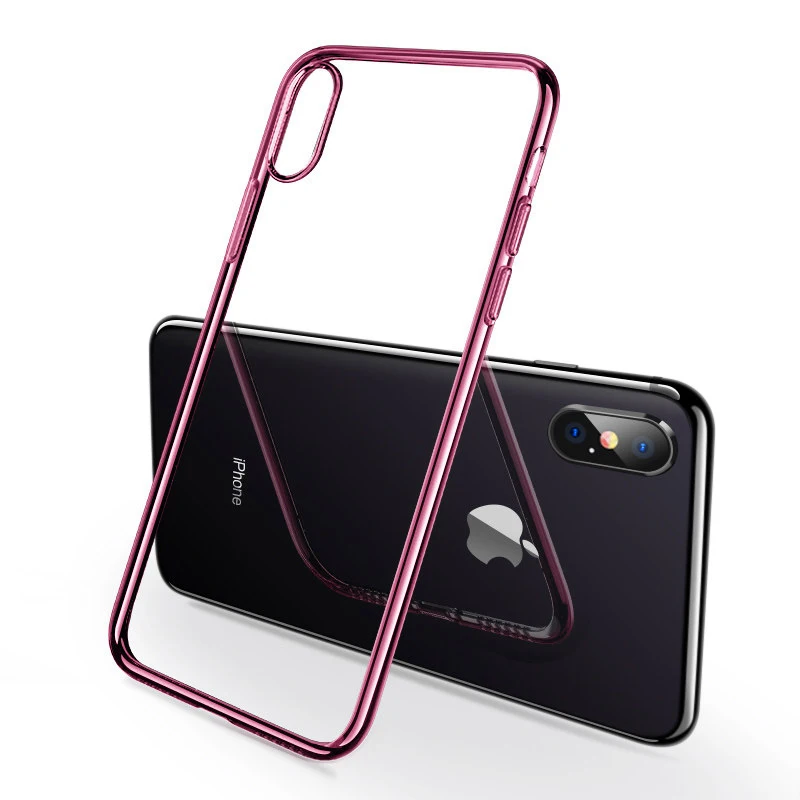 Чехол на айфон 7 Чехол для iPhone 7 Чехол для iPhone 6 8 Plus X Xs XR Xs Max Clear Чехлы ТПУ Силиконовые Защитная Прозрачная крышка сзади основа - Цвет: rose gold