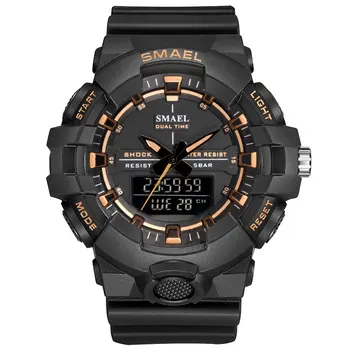 

Digital Quartz Watches For Men Big Dial SMAEL Men Watch Sport Clock Waterproof Relogio Alarm Black Watch Military Brand Clock