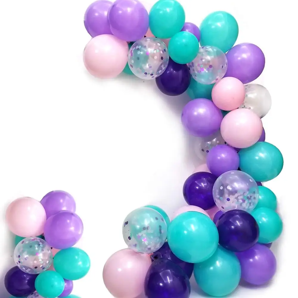 

Mermaid Balloons Pack of 100,Purple Pink Turquoise Latex Balloons with Confetti Balloon for decoration Party Supplies.