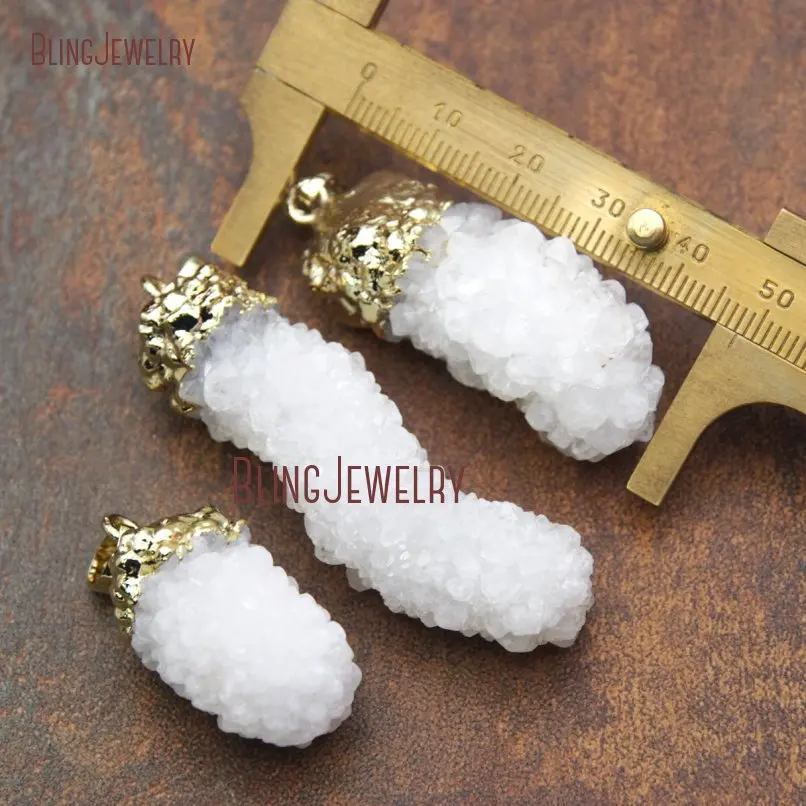 Spirit Quartz Pendant Necklace Cactus Quartz Fairy Crystal Point Drusy Druzy Pendant Necklace Gold Chain Necklace NM17564