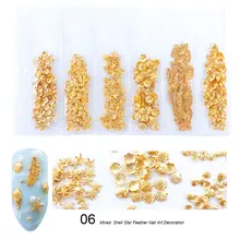 Nouveau 3D métal Rivets lune étoile coeur rond creux ongles autocollants formes mixtes géométrie manucure bricolage Nail Art décalcomanies(China)