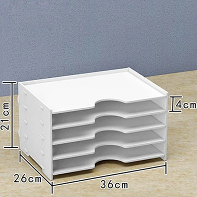 Multi-layer Folder Storage Box File Box Office Stationery Desktop Rack Assembled PVC Document Shelf for Office - Цвет: 4 layers