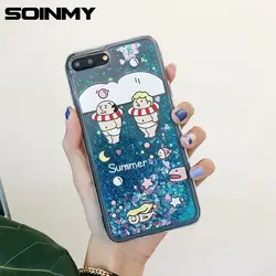 Soinmy лето мальчик жидкостный корпус Star Glitter для iphone 7 plus Bling динамичный, жидкий песок чехол iphone 6 8 X Coque