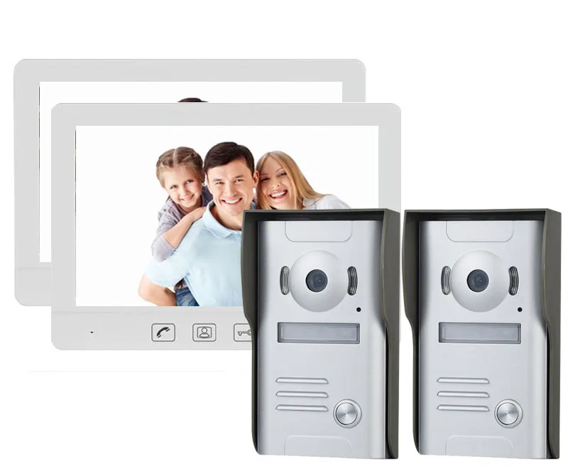 2monitor N 2camera 2шт 10,1 ''проводной видео дверь Домофонные мониторы визуальный видеодомофон спикерфон домофон система+ 2 шт Водонепроницаемый уличная камера с ИК подсветкой - Цвет: 2monitor N 2camera