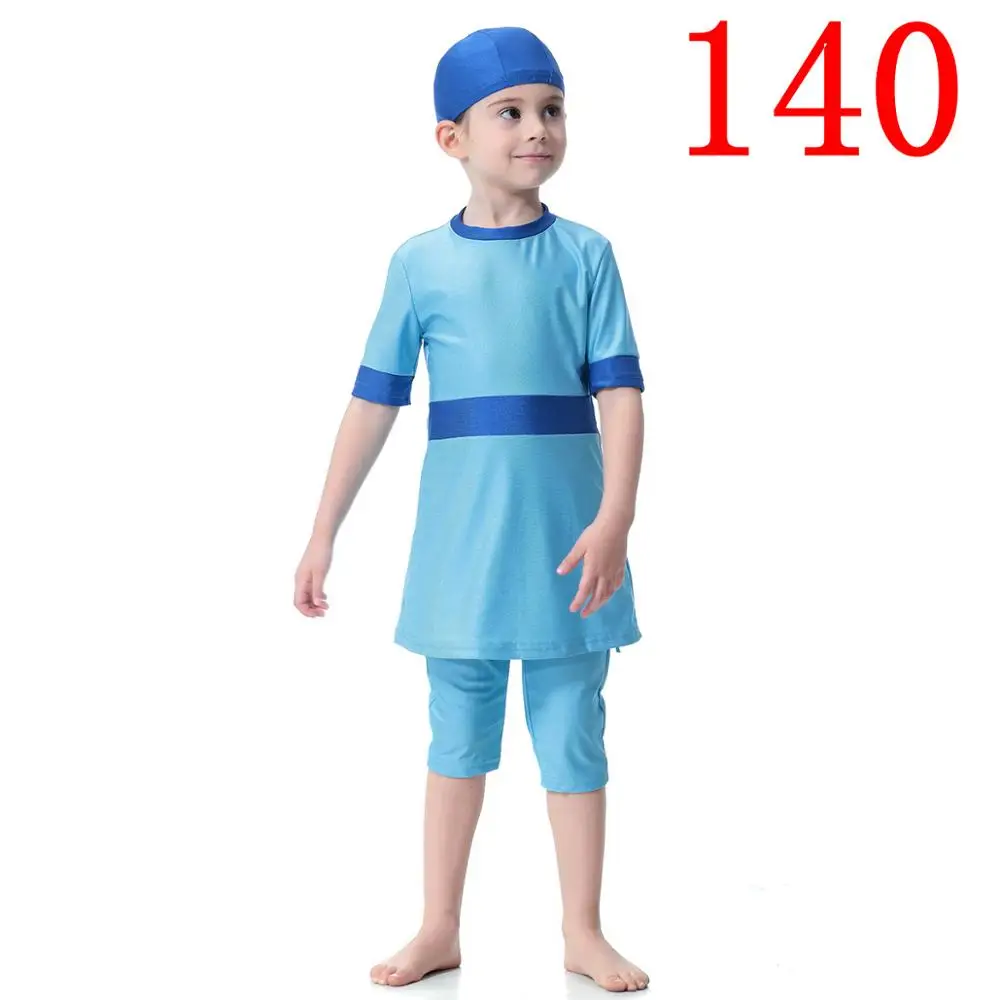 Blue 140 Мусульманский купальник, детский скромный Арабский исламский купальный костюм, закрытые купальники для девочек, детский купальный костюм для маленьких девочек-подростков - Цвет: Blue 140