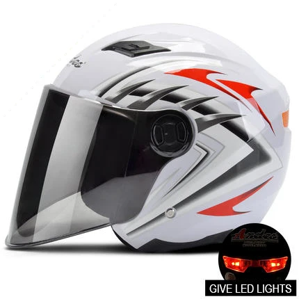 Moto rcycle шлем 3/4 открытый шлем для скутера capacete moto rbike шлем модульный откидной шлем casco moto с объективом светодиодный свет - Цвет: White wind with lamp