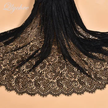 

3m Black White Hollow Nylon France Eyelashes Lace Fabric DIY Sewing Women Garment Cloth Wedding Decoration