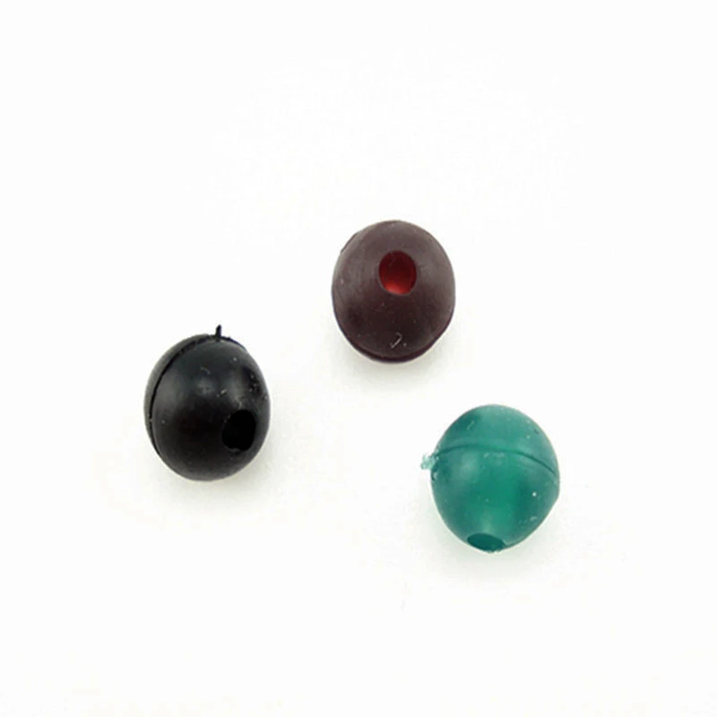 30pcs Carp Fishing Round Soft Rubber Beads Black Green Coffee Floating