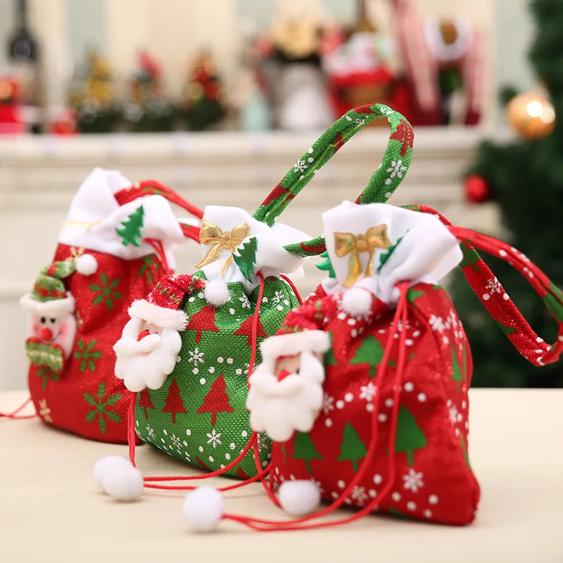 1 шт. милые рождественские подарочные сумки Санта-Клауса, мешочки с рождественским декором Noel, хорошие удивленные термоусадочные упаковки, сумки для конфет для детей