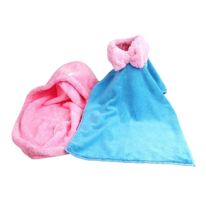 Набор для сушки волос из плотного бархата кораллового цвета ванной комнаты 3