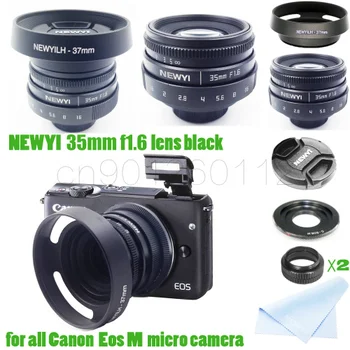

7 in 1 kit 35mm f/1.6 CCTV mini lens for for Canon EOSM / M2 / M3 / M5 / M6 / M10 Mount Camera & hood Adapter
