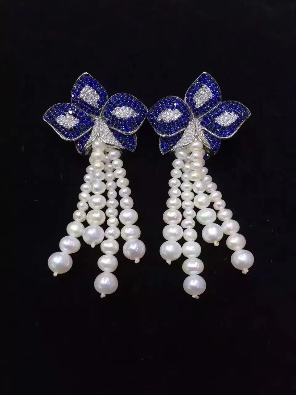 Qi Xuan_Freshwater жемчужные серьги с кисточками S925 посеребренные белые золотые Ручная инкрустация изысканный атмосфера ухо шпильки рекламных
