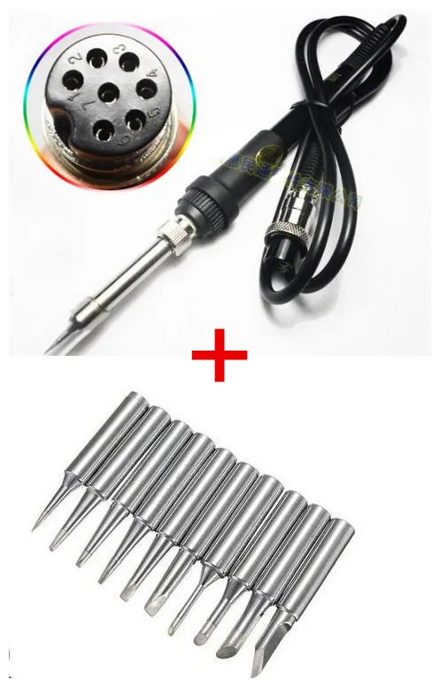 

SZBFT 7 Holes ESD Solder Iron Handle 907 for 936 937 Soldering Station with 10pcs 900M-T soldering iron tips