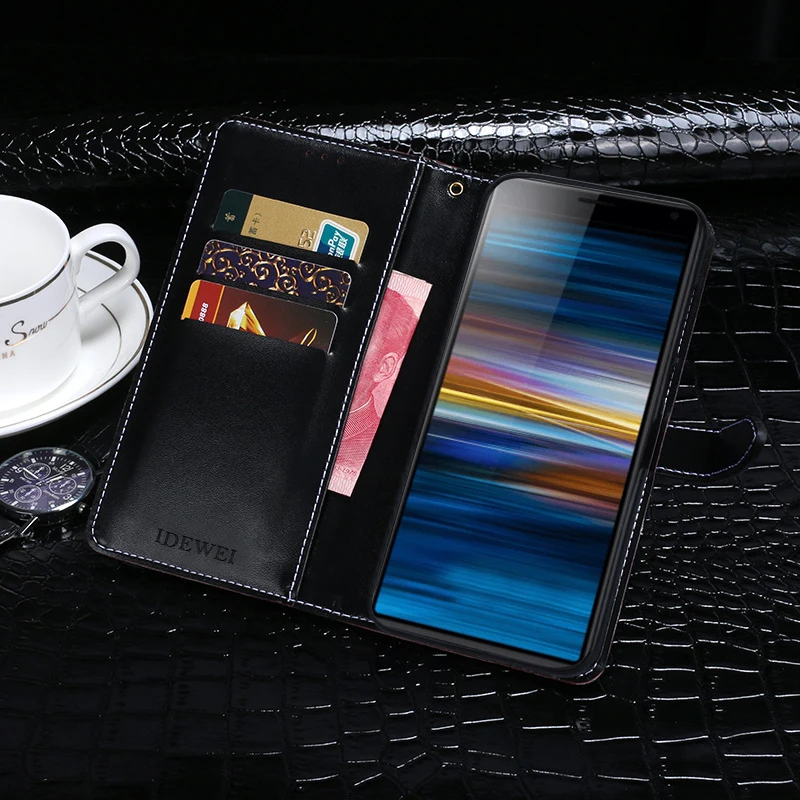 Для sony Xperia 10 чехол Крокодил зерна Флип Бумажник кожаный чехол для sony Xperia 10 крышка телефон Аксессуары