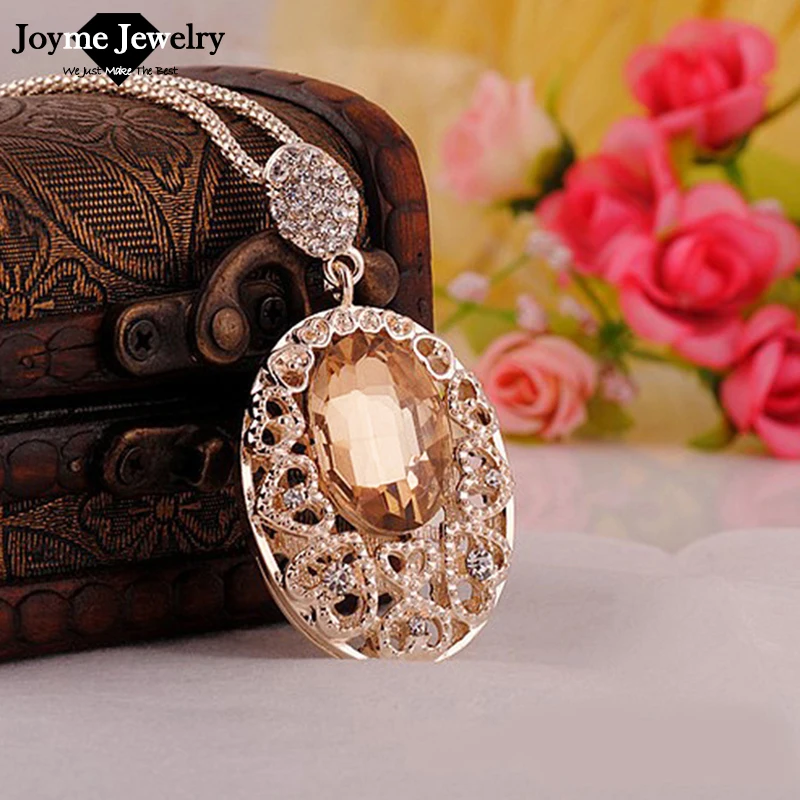 

New Arrival Korean female sweater chain necklace full moon crystal long Necklace for women wholesale free shipping