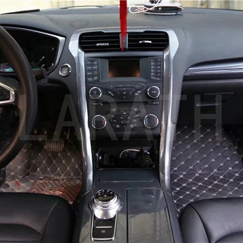 Для Ford Mondeo 2013- цвет красного дерева углеродного волокна интерьера центр Управление консолей навигации рамы Накладка аксессуары