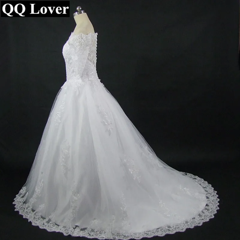 

QQ Lover Half Sleeves Lace Wedding Dresses Wedding Gown Plus Size Bride Dress
