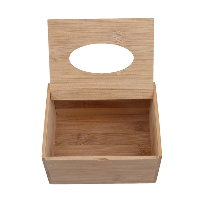 Fashion Style Bamboo Square Tissue Box Creative Seat Type Roll Storage Paper Box Tissue Canister Eco-Friendly Wood Table Decor 5