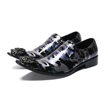 

Fashion New Formal Metal Pointed Men Dress Shoes Evening Party Shoes Slip-on Oxford Suit Shoes