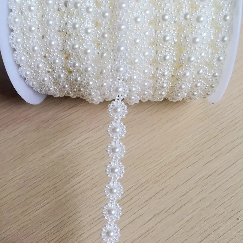 DIY 2 ярдов 10 мм белый Подсолнух искусственная цепочка с жемчужными бусинами гирлянда цветок для свадьбы свадебный букет цветы украшения