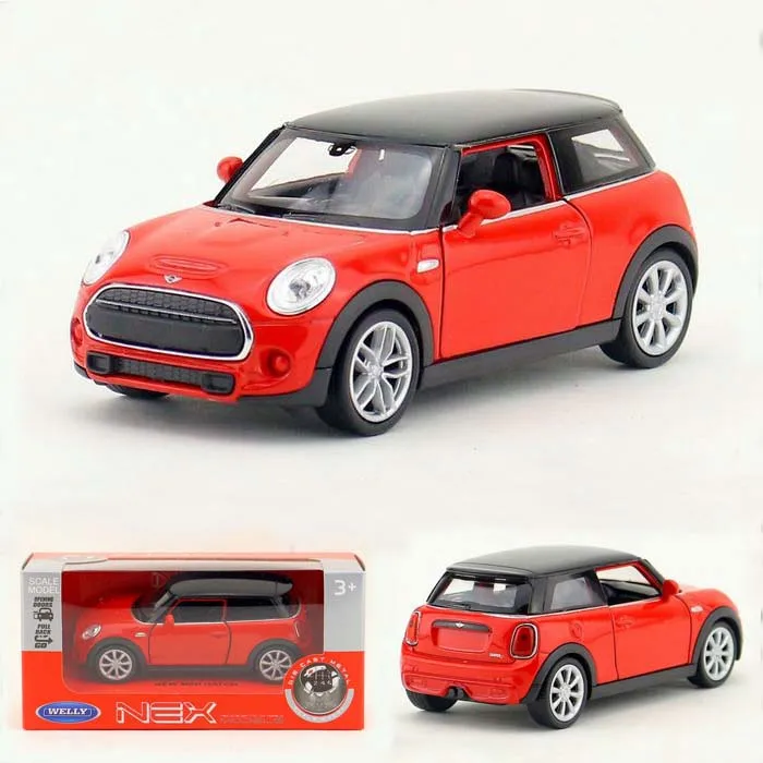 

1/36 Scale WELLY Germany MINI COOPER HATCH Diecast Metal With Pull Back Red Car Model Toy For Gift Kids Collection Free Shipping