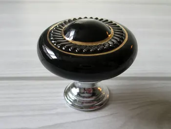 

Dresser Knob / Drawer Knobs Pulls Ceramic Kitchen Cabinet Knobs Black Gold Silver Furniture Knob Pull Handle Porcelain